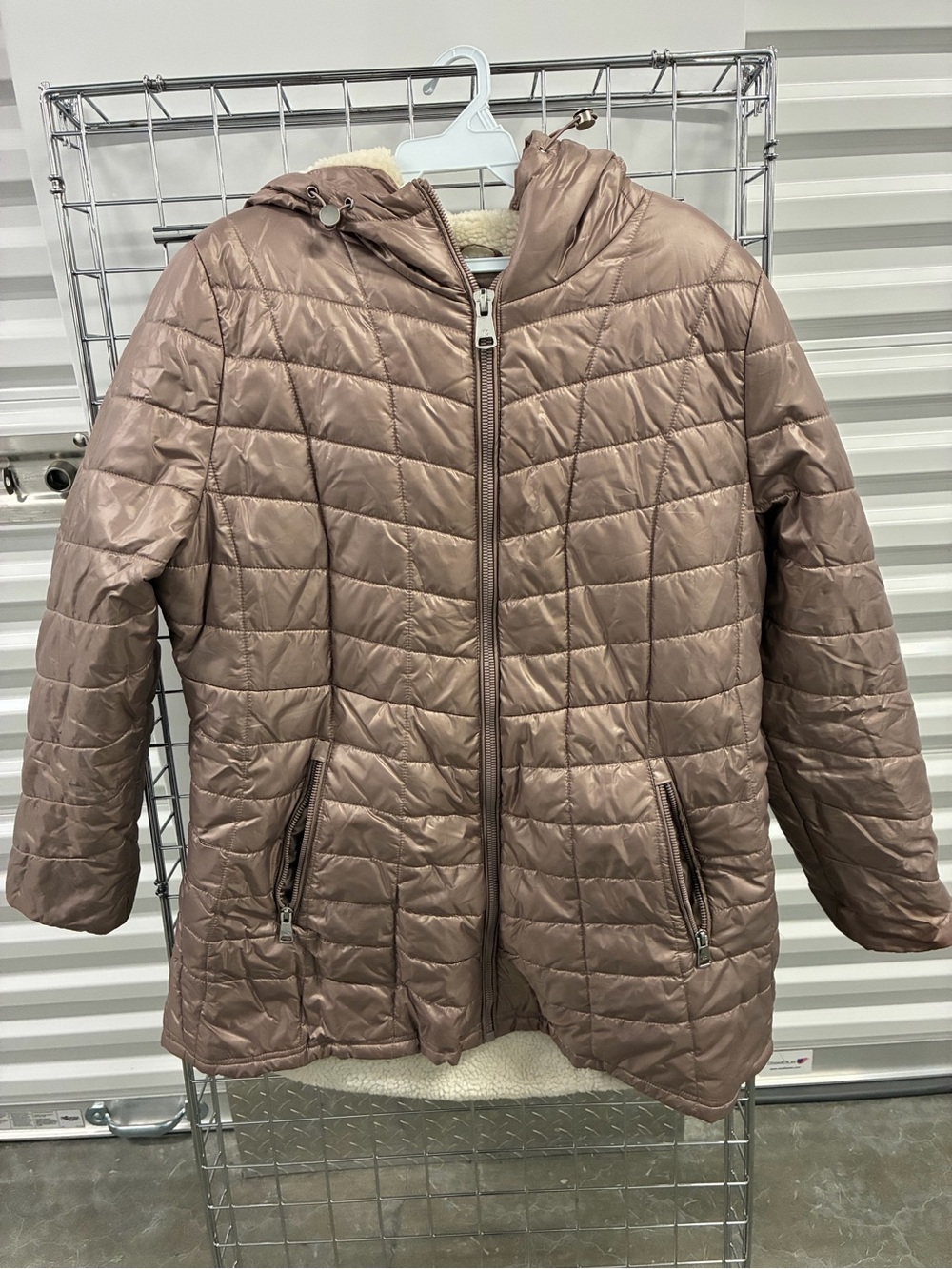 Kenneth Cole Quilted Hooded Puffer Jacket - Taupe